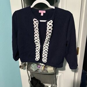 Lilly Pulitzer Navy and White Cardigan